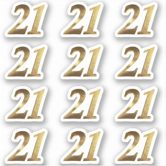 Sticker Numéro 21 Faux Gold 21e anniversaire (Devant)