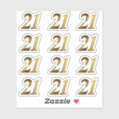 Sticker Numéro 21 Faux Gold 21e anniversaire (Feuille)