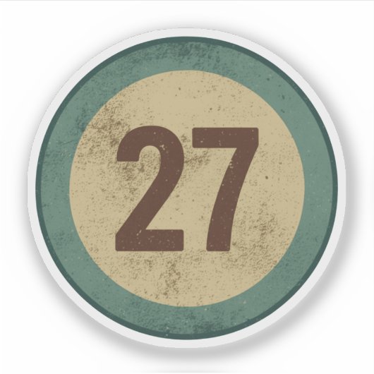 Sticker Numéro 27 en détresse Vintage (Devant)