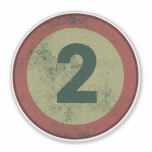 Sticker Numéro 2 en détresse vintage