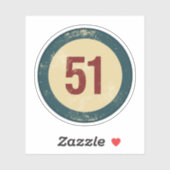 Sticker Numéro 51 en détresse Vintage (Feuille)