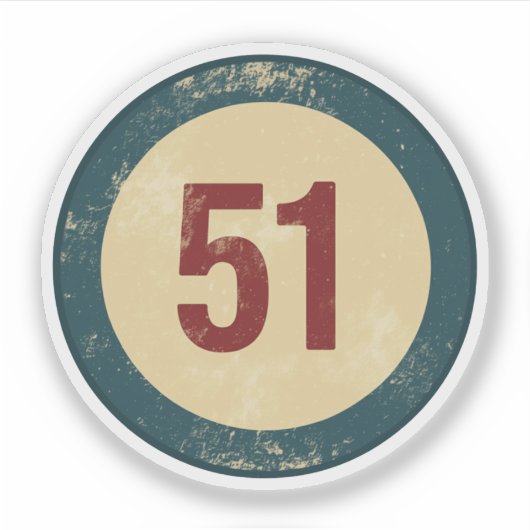 Sticker Numéro 51 en détresse Vintage (Devant)