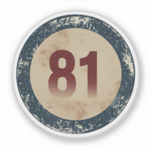 Sticker Numéro 81 en détresse Vintage