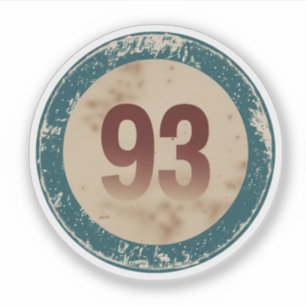 Sticker Numéro 93 en détresse vintage