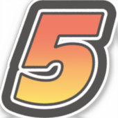 Sticker Numéro Cinq 5 Gradient Jaune Orange 3 Stroke (Recto)