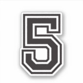Sticker Numéro cinq 5 police de l'école de sport (Devant)