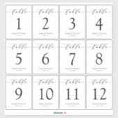 Sticker Numéro de table Mariage de script simple Bouteille (Feuille)