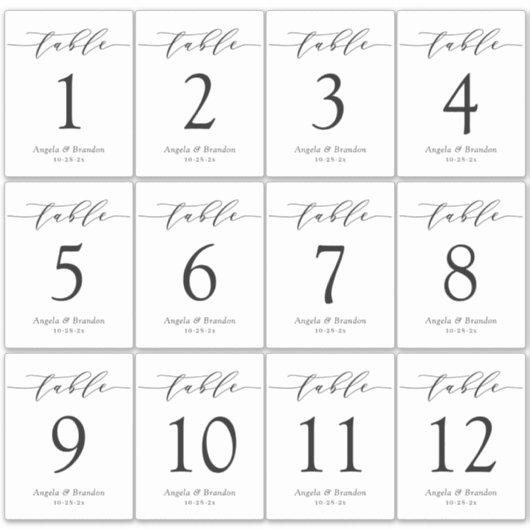 Sticker Numéro de table Mariage de script simple Bouteille (Devant)