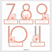 Sticker Numéro de table orange vif moderne 7-11 découpe (Feuille)