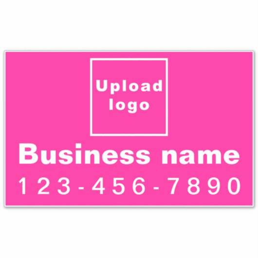 Sticker Numéro de téléphone d'affaires, rose grand rectang (Devant)