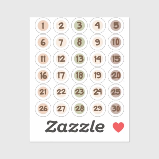 Sticker Numéro du planificateur de mois (Feuille)