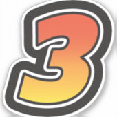 Sticker Numéro Trois 3 Gradient Jaune Orange 3 Stroke (Recto)