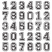 Sticker Numéros 0-9 noir collège police de sport (Devant)