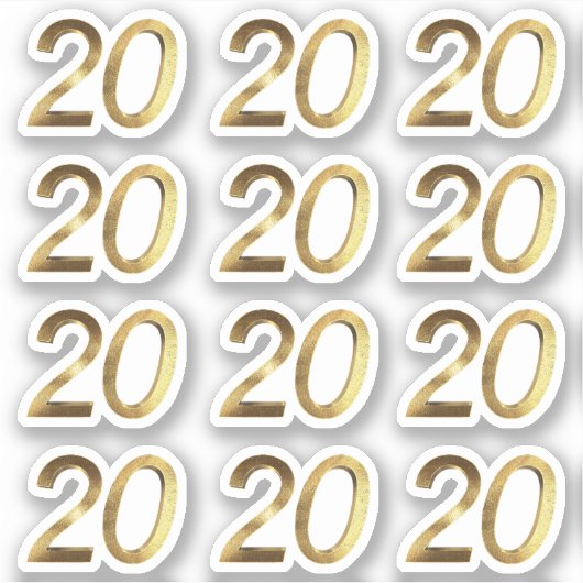 Sticker Numéros 20 Faux Gold 20e anniversaire (Devant)