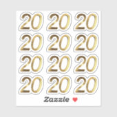 Sticker Numéros 20 Faux Gold 20e anniversaire (Feuille)