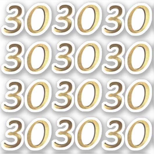Sticker Numéros 30 Faux Gold 30e anniversaire (Devant)