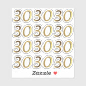 Sticker Numéros 30 Faux Gold 30e anniversaire (Feuille)