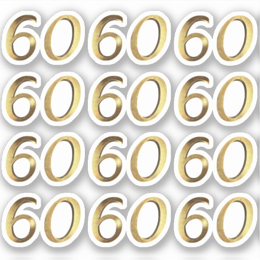 Sticker Numéros 60 Faux Gold 60e anniversaire (Devant)