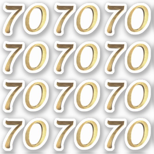 Sticker Numéros 70 Faux Gold 70e anniversaire (Devant)