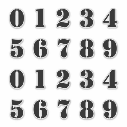 Sticker Numéros de style graphique / Numéros / Chiffres (Devant)