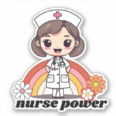 Sticker Nurse Power Retro Nurse and Rainbow Waterproof (Devant)