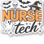 Sticker Nurse Tech - Halloween - avec squelette, sorcière (Devant)