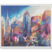 Sticker NYC Skyline Art Abstrait (Devant)