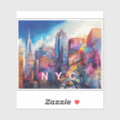Sticker NYC Skyline Art Abstrait (Feuille)