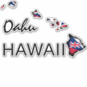 Sticker OAHU - HAWAII ÎLES HI Drapeau NOIR (Devant)
