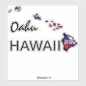 Sticker OAHU - HAWAII ÎLES HI Drapeau NOIR (Feuille)