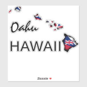 Sticker OAHU - HAWAII ÎLES HI Drapeau NOIR