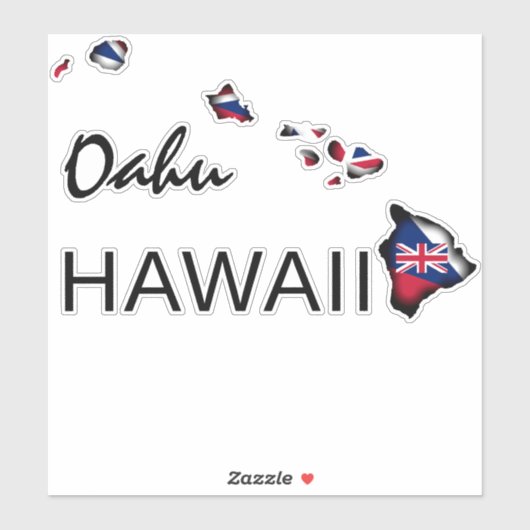 Sticker OAHU - HAWAII ÎLES HI Drapeau NOIR (Feuille)