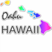 STICKER OAHU - ÎLES HAWAII NEON RAINBOW (Devant)