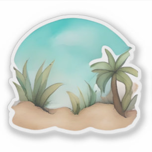 Sticker Oasis tropicale Aquarelle