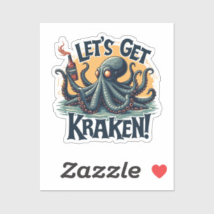 Sticker Obtenons Kraken Funny Rum Boire du poulpe