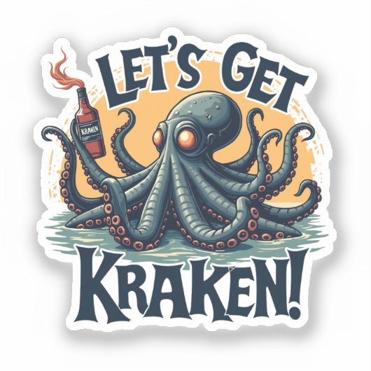 Sticker Obtenons Kraken Funny Rum Boire du poulpe (Recto)
