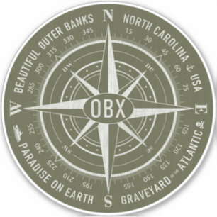 Sticker OBX Bancs extérieurs Boussole Vintage blanche Armé