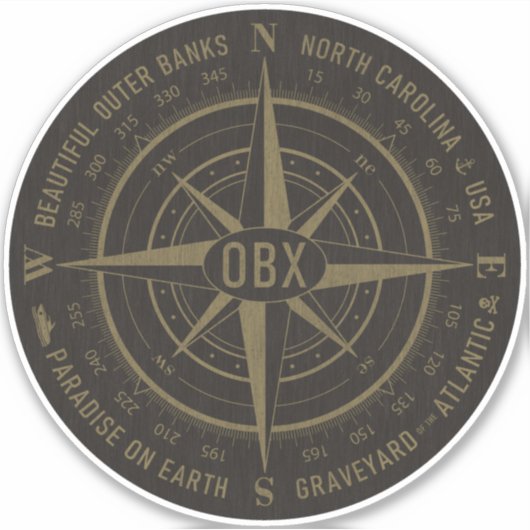 Sticker OBX Compass Banques extérieures Vintage Gold Black (Devant)