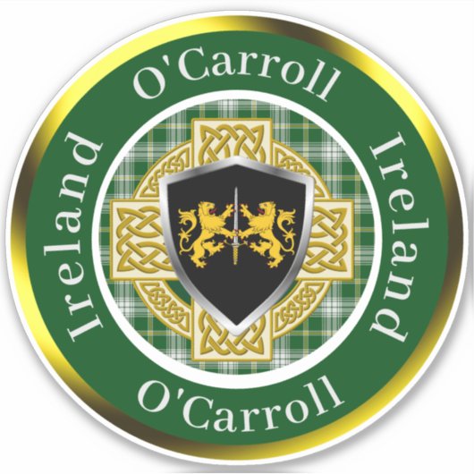 Sticker O'Carroll Bouclier irlandais/Croix celtique person (Devant)