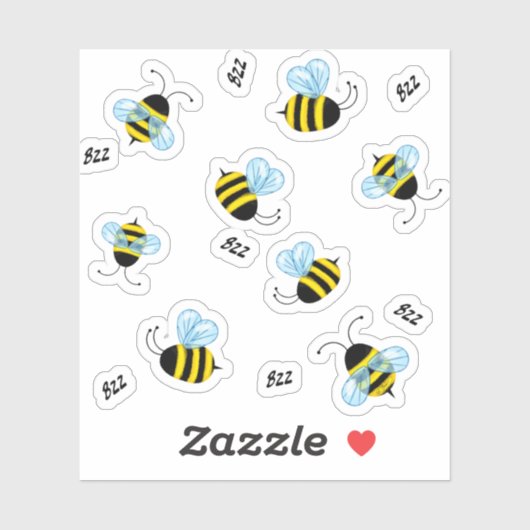 Sticker Occupé Buzzing Bees Honeybee 14 Piece Set (Feuille)