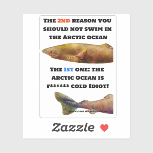 Sticker Océan Arctique dangereux - Requin du Groenland (Feuille)