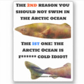 Sticker Océan Arctique dangereux - Requin du Groenland (Devant)