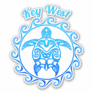 Sticker Ocean Blue Tribal Turtle Key West
