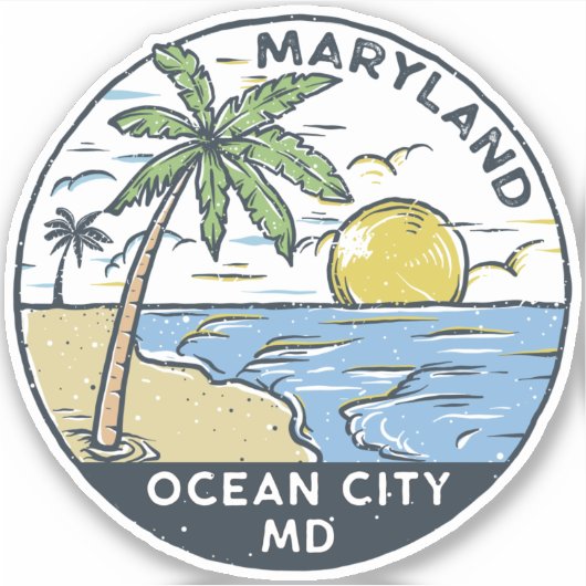 Sticker Ocean City Maryland Vintage (Devant)