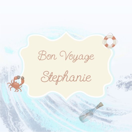 Sticker Ocean Theme Bon Voyage Personalized with Name (Devant)