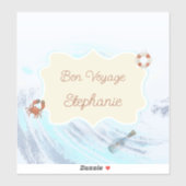 Sticker Ocean Theme Bon Voyage Personalized with Name (Feuille)