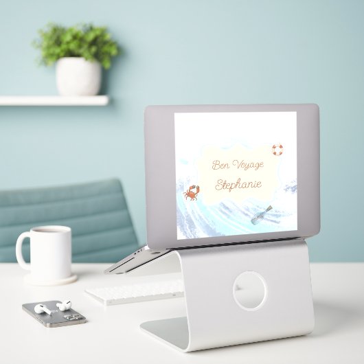 Sticker Ocean Theme Bon Voyage Personalized with Name (Ordinateur portable sur le bureau)