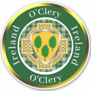 Sticker O'Clery Bouclier irlandais/Croix celtique personna