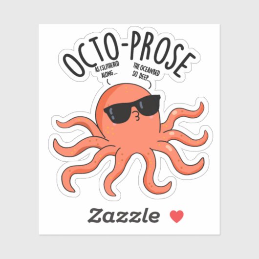 Sticker Octo-prose Funny Octopus Pun (Feuille)