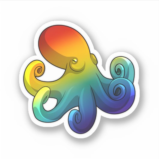 Sticker Octopus avec arc-en-ciel (Devant)